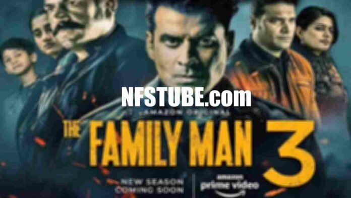 The Family Man Season 3 poster with characters and tension elements.